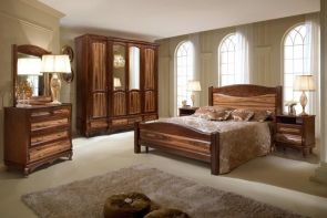 фото Спальня Оскар с 4-дв. Шкафом (без декора, каштан)