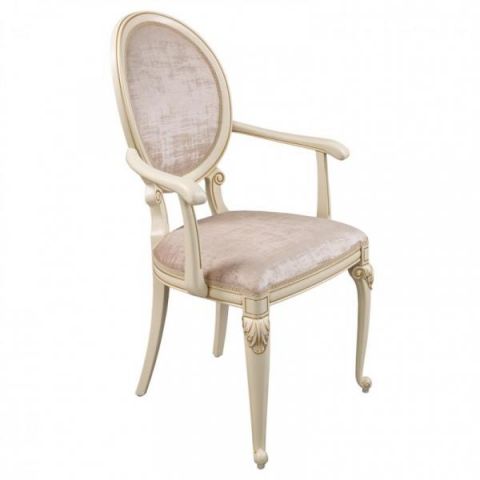 Кресло Альберто LORES Л079 56x49x100/48 Слоновая кость/Патина золото Бук фото