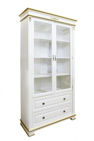 Книжный шкаф М1307 Littmebel M1307 122x44x210 Слоновая кость с золотом фото